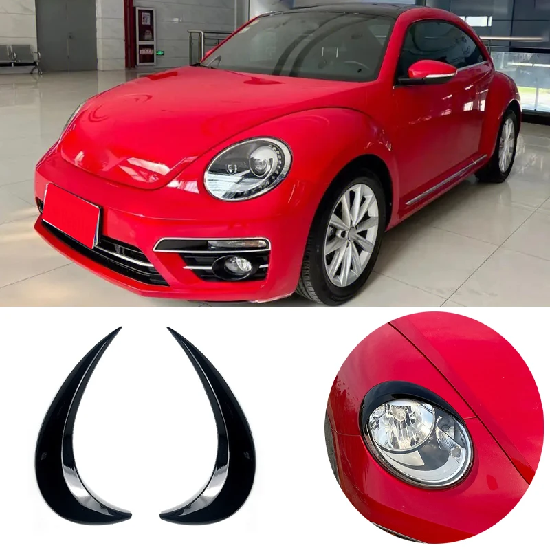 Carbon Fiber Headlight Eyebrow Trim Cover Head Lamp Light Eyelids Eyelash Sticker For Volkswagen VW Beetle 2012-2018 Accessories