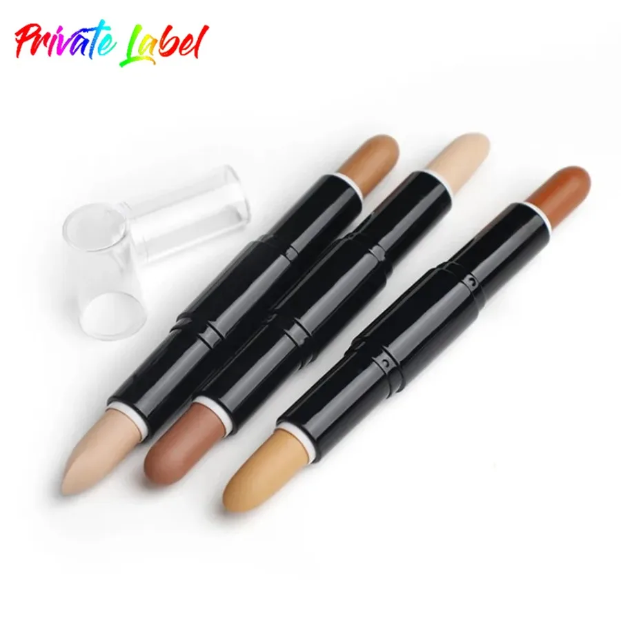 Custom 3colors Double-head Concealer Stick Brighten Face Highlight Concealer Pen Three-dimensional Repair Makeup Bulk