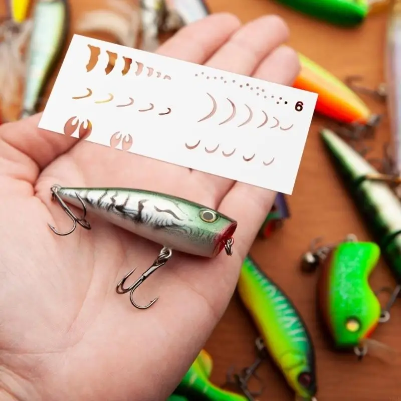 6Pcs Fishing Lure Painting Templates PVC Drawing Stencils for Handmade Fish Lure Y5GB view 5