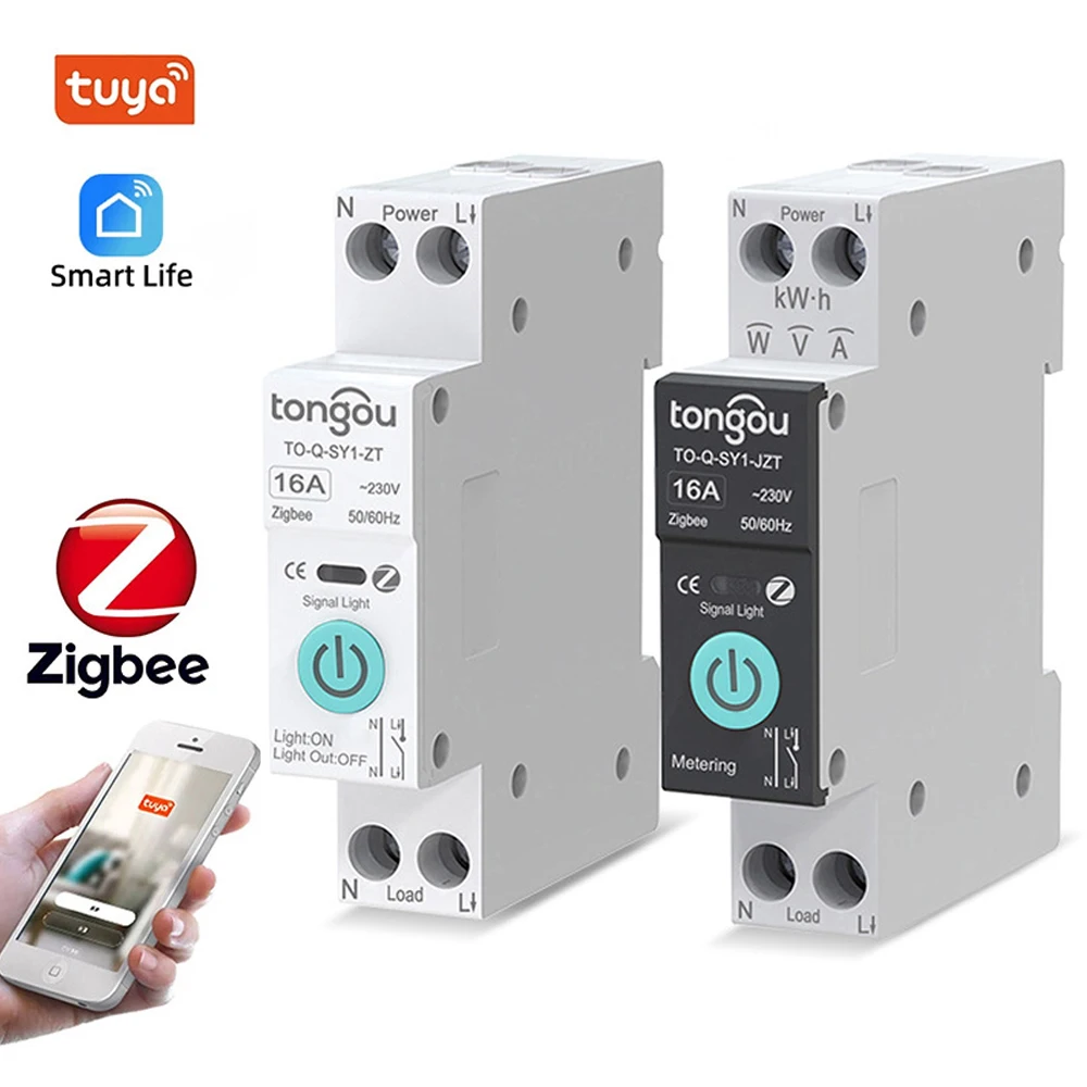 

Умный выключатель Tuya ZigBee: беспроводной дистанционный переключатель 1P, регулируемый 10-63А, для умного дома