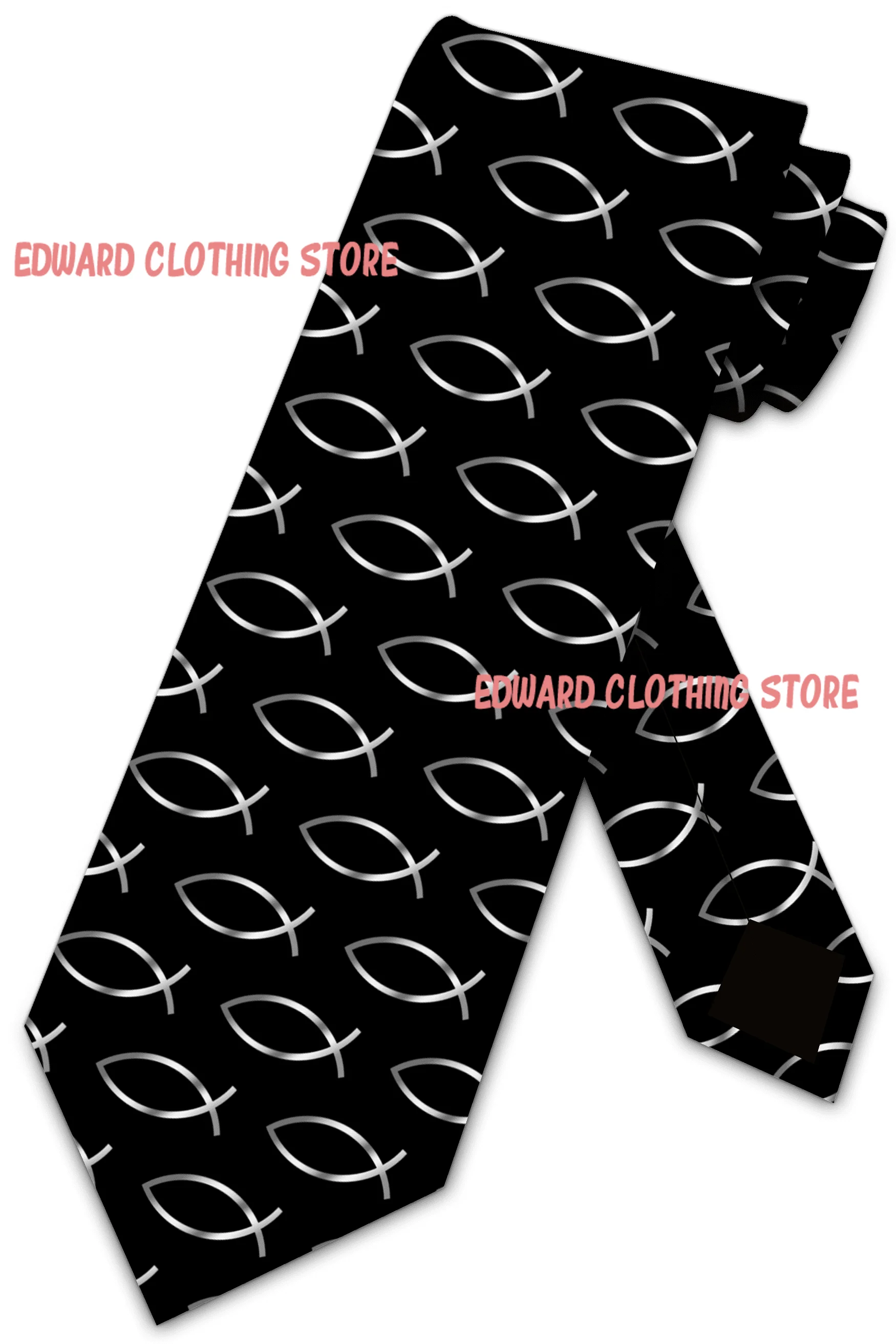 Christian Ties Jesus Fish Necktie Faith Tie Christian Elegant Collar  Printed Wedding High Quality Necktie Accessories