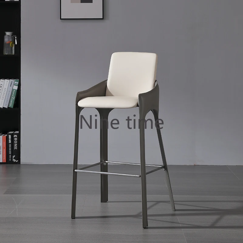 

Nordic Retro Bar Chairs Leather Kitchen Island Gray Industrial Bar Stool Mainstays Square Sillas Para Comedor Home Furniture