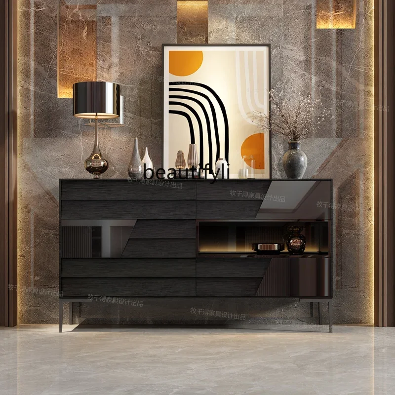 

Great discounts Italian chest, modern light luxury living room, glass porch cabinet, master bedroom, minimalist bedside locker