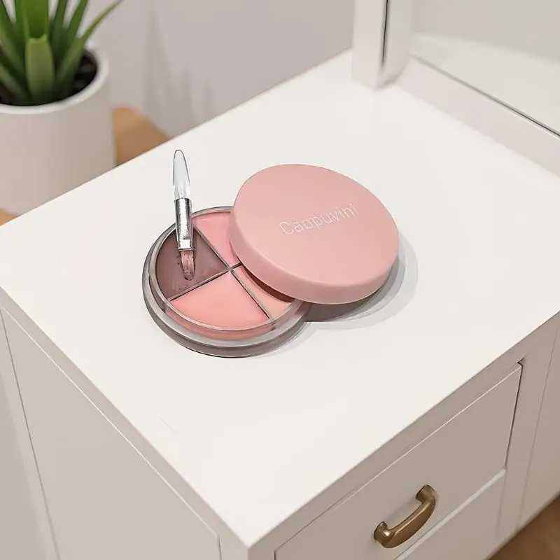 Paleta de Sombras de Ojos Mate de Terciopelo de 4 Colores Cappuvini, Delineador de Ojos, Iluminador, Paleta de Contorno, Maquillaje de Ojos, Cosmético de Belleza