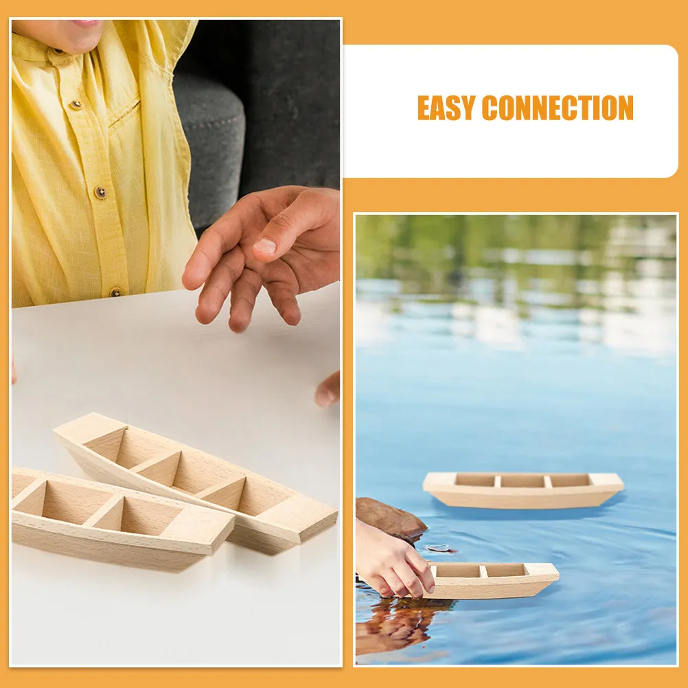 3Pcs Wooden Boat Set Realistic Miniature Sailing Canoe Natural Wood Craft Office Cabinet Desktop Decorative Ornament