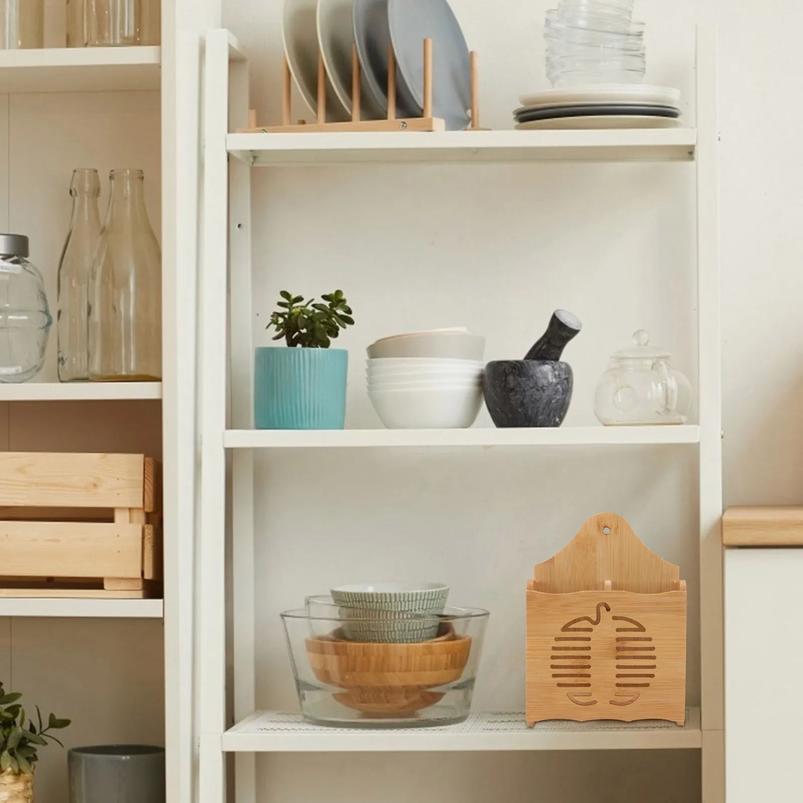 

Bamboo Chopsticks Storage Box Kitchen Utensil Holder Porous Drain Lightweight Countertop Organizer Utensil Container Bamboo Wood
