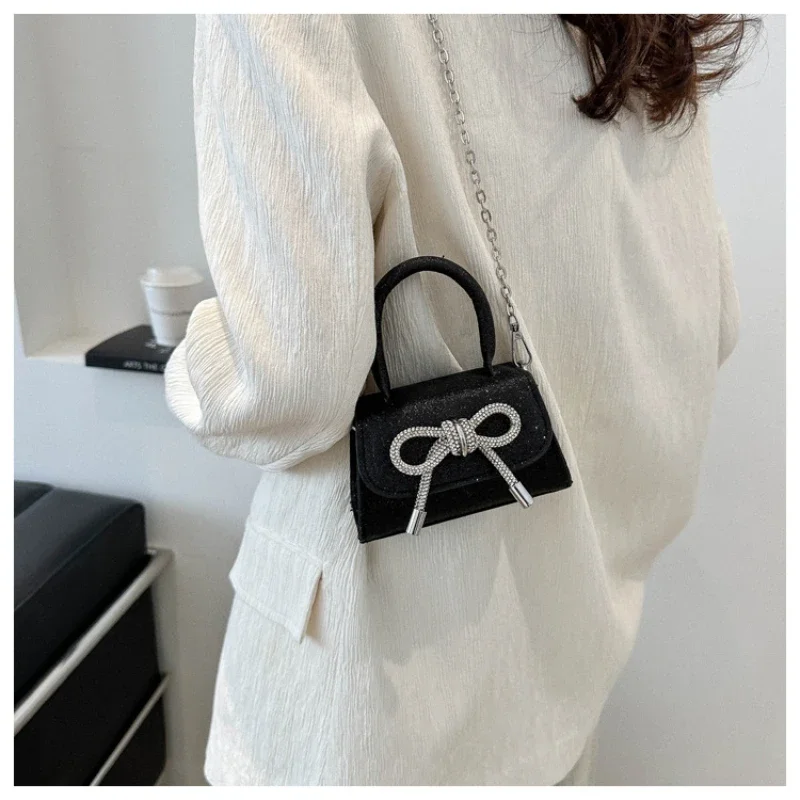 Mini sac à main en cuir PU pour femme, design avec nœud, solide, sac à bandoulière à rabat, mode féminine, JOPurse, 2025