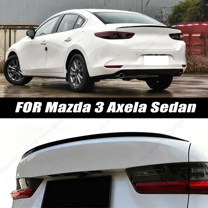 120CM Glossy Black Soft Rubber Universal Rear Trunk Spoiler 5D Carbon Look Tail Wing Fit For Mazda 3 Axela Sedan Accessories