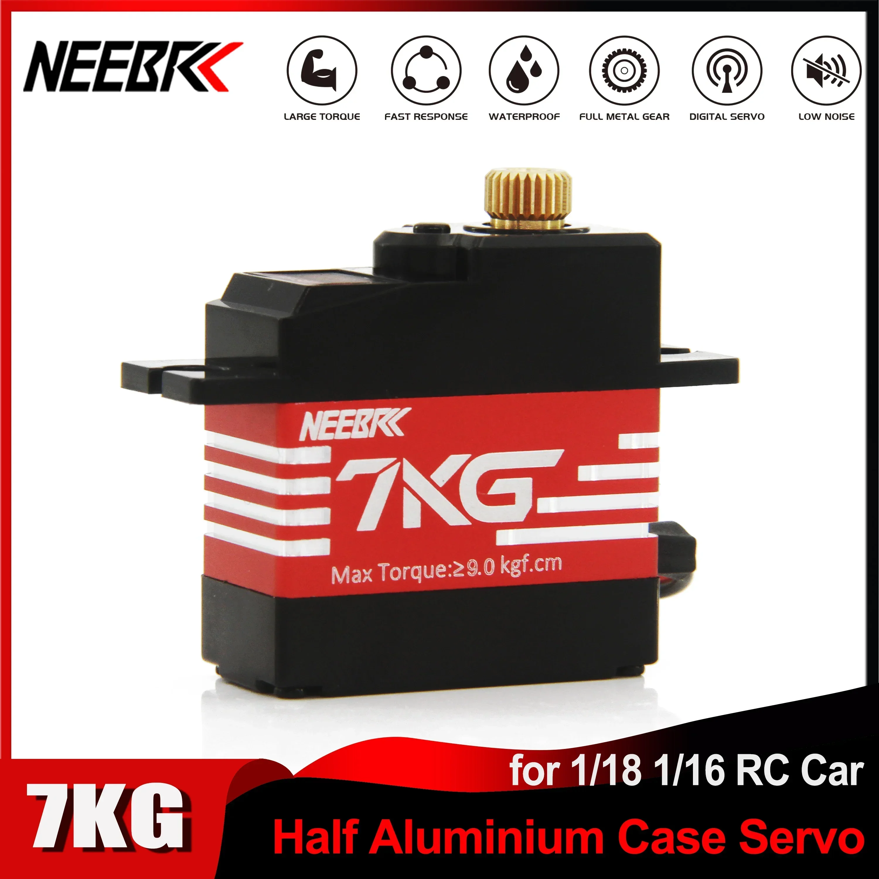 

NEEBRC 7KG Waterproof 21G Half Aluminum Case Metal Gear Micro Servo for 1/18 1/16 RC Car Wltoys 144010 MJX Hyper Go 14209 14210