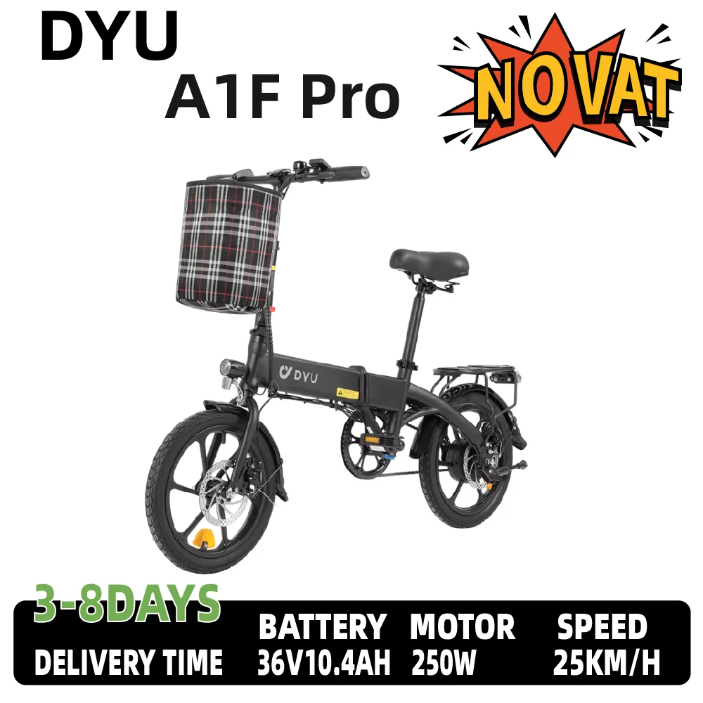DYU A1F Pro Elektrofahrrad 250 W zusammenklappbares Elektrofahrrad 36 V 7,5 Ah Batterie 16 Zoll Urban Commuting Elektrofahrräder