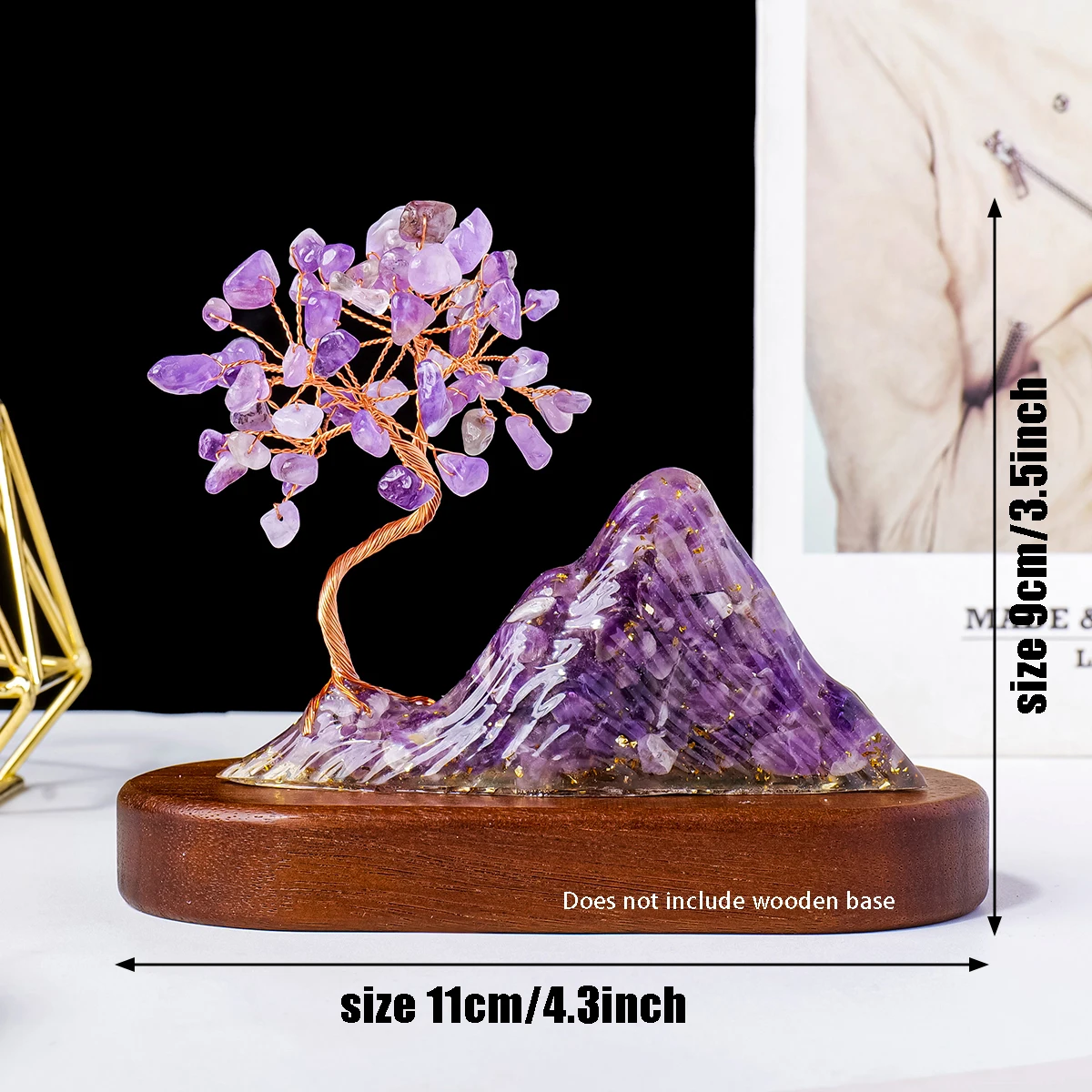 1PC Natural Crystal Tree Mountain Shape Resin Base Life Mineral Specimen Home Decoration Gifts Souveni Christmas Halloween