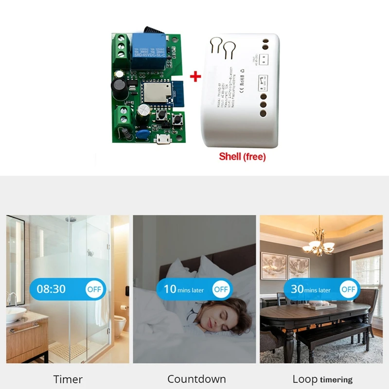 Tuya สมาร์ท Wifi สวิทช์ AC85-250V รีเลย์โมดูลรีโมทคอนโทรลไร้สาย Inching Self-Locking Timering Receiver