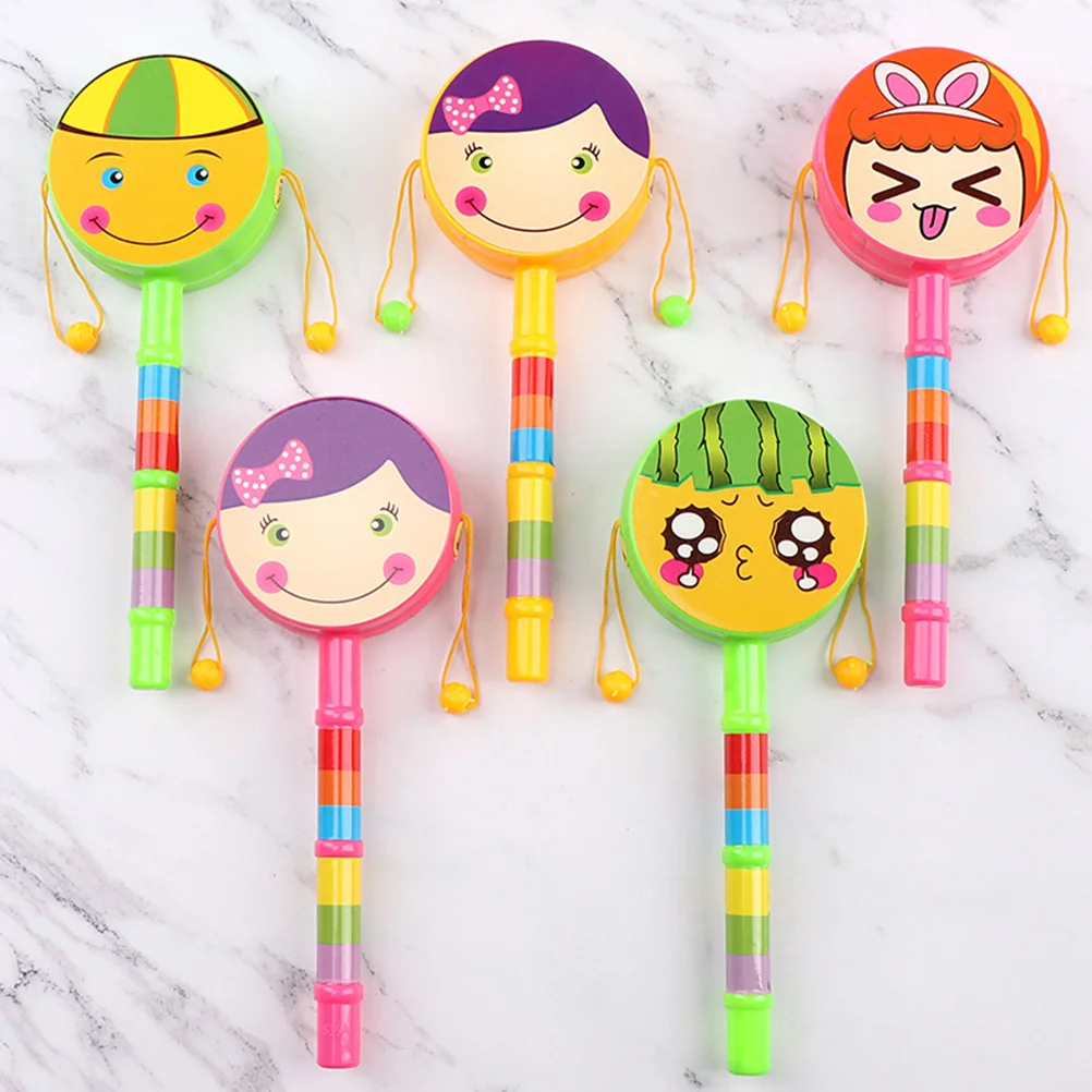 4Pcs Kids Rattle Drums Baby Hand Rattles Cartoon Style Smooth Surface Safe for Infant Early Music Development Kids Rattle Drums