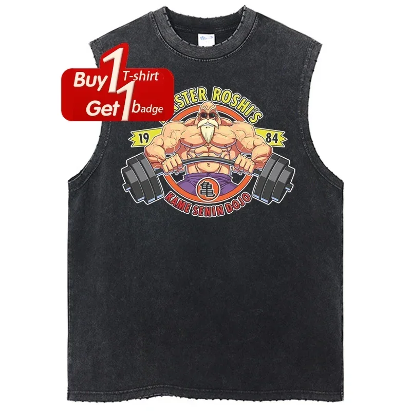 Dragon ball anime roupas de ginástica homem sem mangas camisa verão y2k casual vintage lavado regata streetwear gráfico harajuku colete