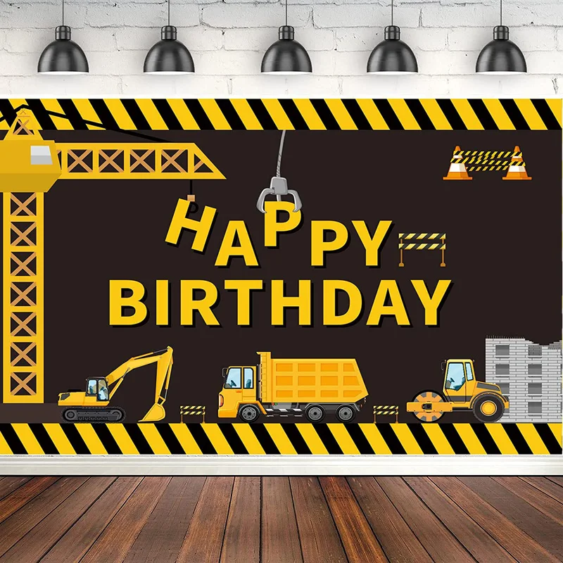 Photography Backdrop Construction Engineering Car Theme Building Birthday Party Decoration Supplies Booth Photo Background