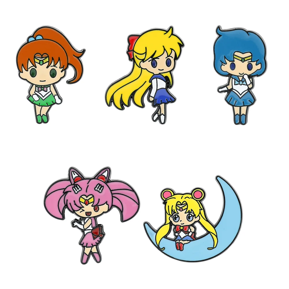 Anime Sailor Moon Enamel Pin Cute Cartoon Figure Tsukino Usagi Metal Badge Brooch Jacket Jeans Lapel Pin Jewelry Accessories