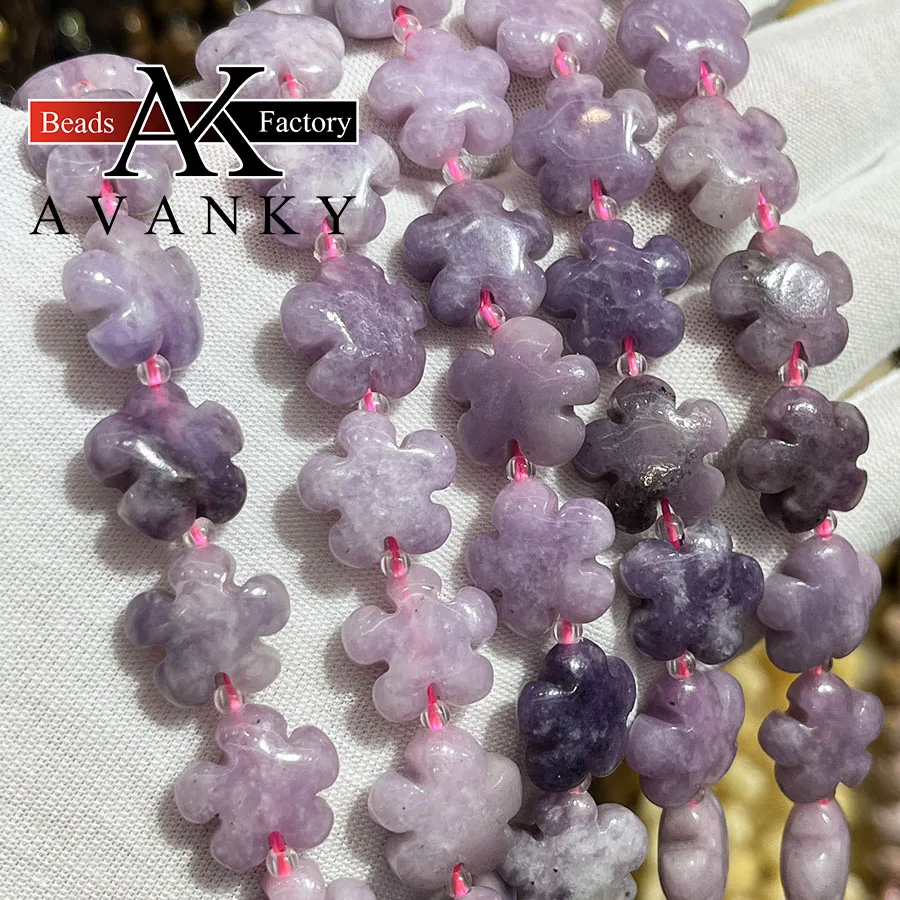 

Natural Purple Cloud Mother Stone Plum Blossom Shape Beads Flower Jewelry Making DIY Necklace Bracelet Accessory 15'' 15mm 20mm