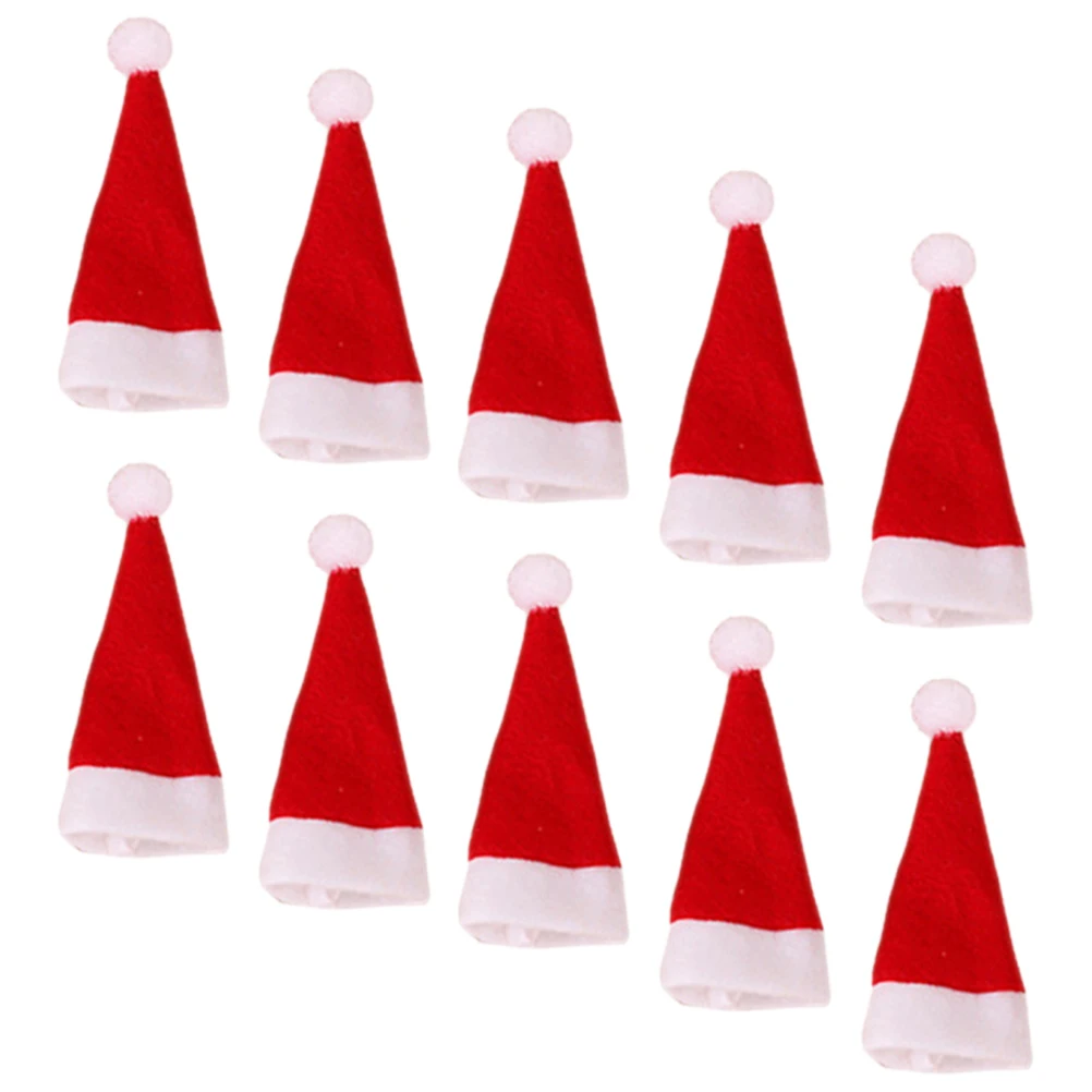 

10pcs Mini Santa Hat Christmas Decorative Cover Lollipop Hat for Xmas Party Bottle Covers Festive Decoration