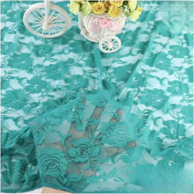 High Quality Elastic Rose Lace Fabric Handmade Curtains, Wedding Decorations, Short Skirts, Clothing Accessories
