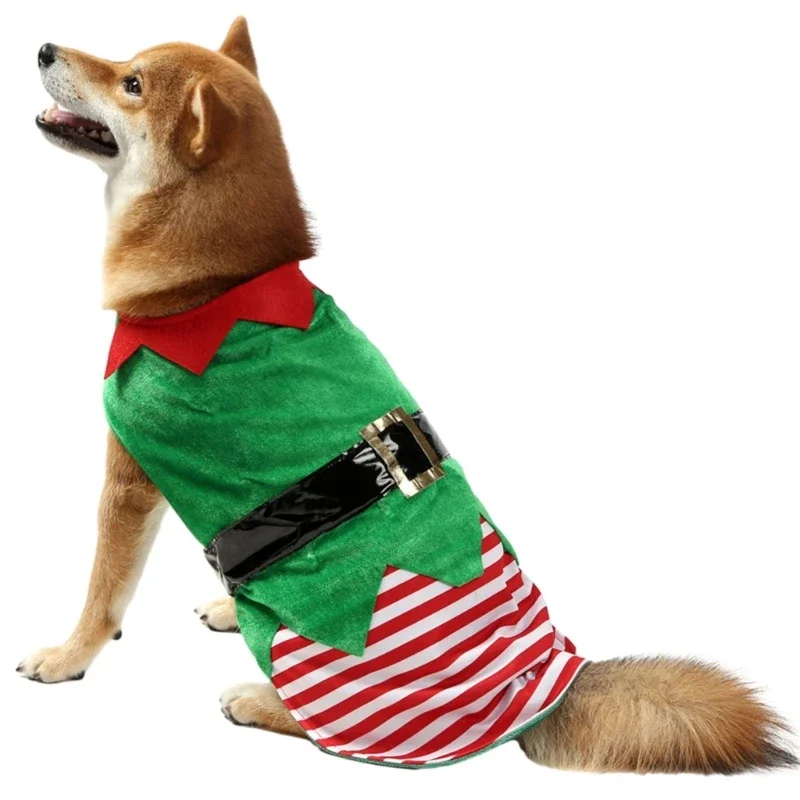 Red and Green Costume Festive Elf Clothes for Small Dogs to Large Dogs for Christmas Pet Clothes Holiday Photo Props