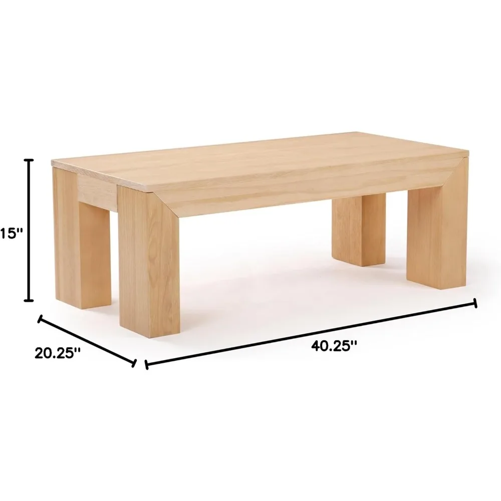 Modern Rectangular Coffee Table, 40", Rectangle Coffee Table for Living Room, Mini Center Tables for Small Spaces, Small Living