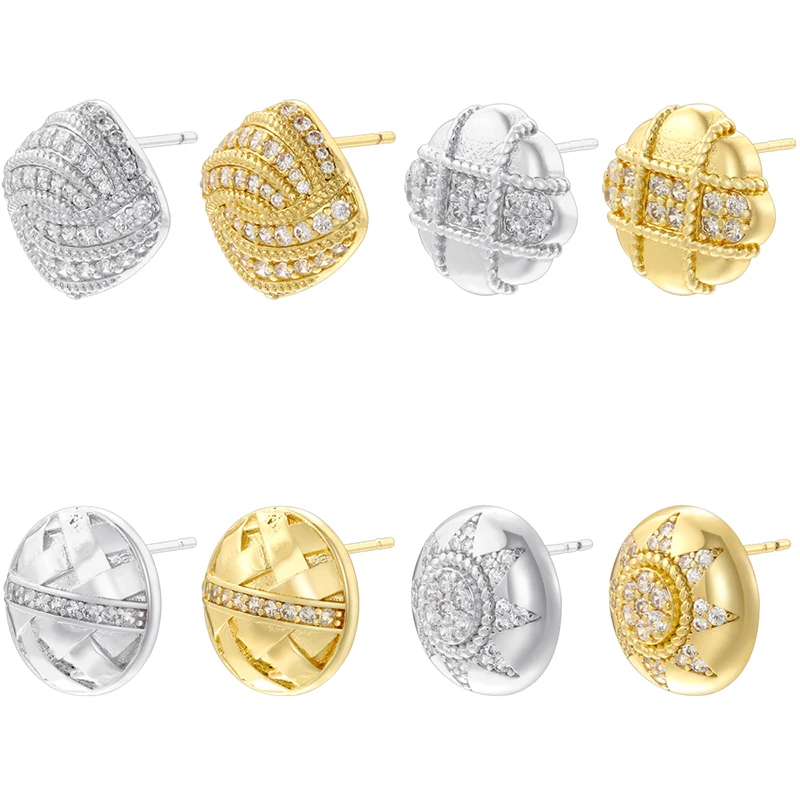 ZHUKOU 18K gold plated zirconia stylish and lustrous ladies earrings 1 pair Wholesale:VE1412-VE1415