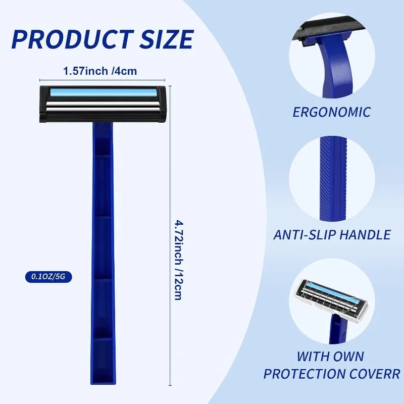 Disposable Razors Bulk for Shave - Mens Bulk Razors for Shaving with Lubricating Strip & 2 Stainless Steel Blades