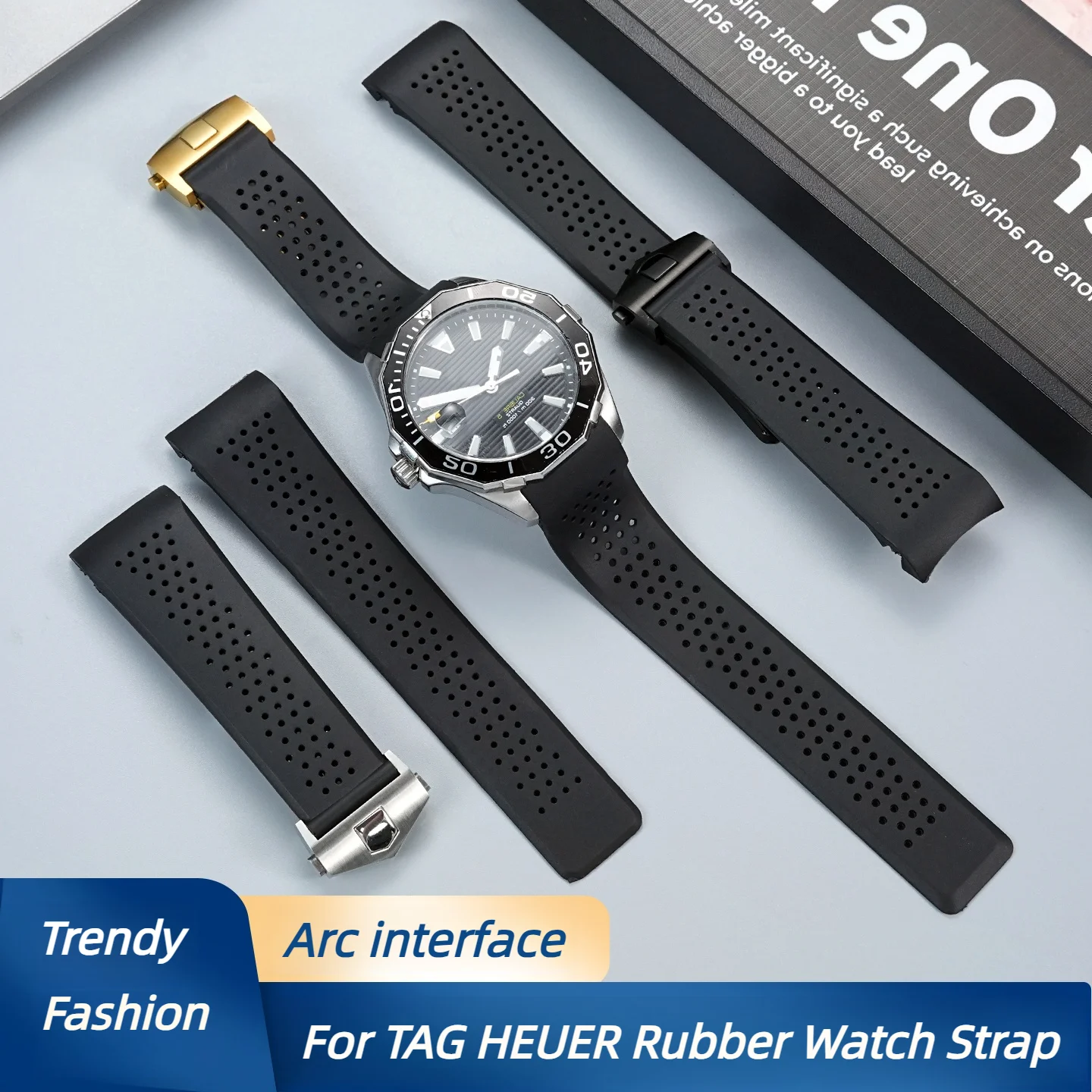 22mm 24mm Rubber Watchband For TAG HEUER GRAND CARRERA AQUARACER wristband Waterproof Sport Strap Soft Silicone Watch Bracelet