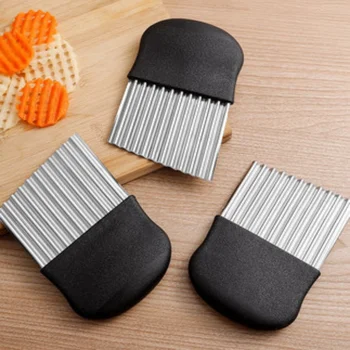 Rvs Aardappel Chip Slicer Deeg Groente Fruit Crinkle Golvend Keukenmes Cutter Chopper Franse Fry Maker Gereedschap Gadget