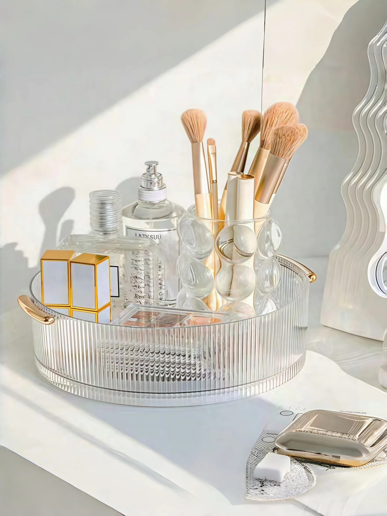 Vertical Ribbed Transparent Ma - Luxury Skincare Tray recension och pris