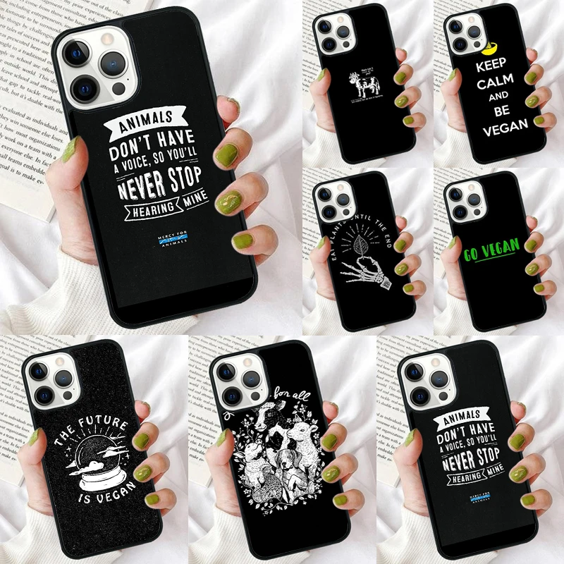 Vegetarian Quotes VEGAN LOVE VEGGIE Phone Case for iPhone 16 15 14 12 13 mini PLUS XS XR 11 PRO MAX Back Cover Fundas