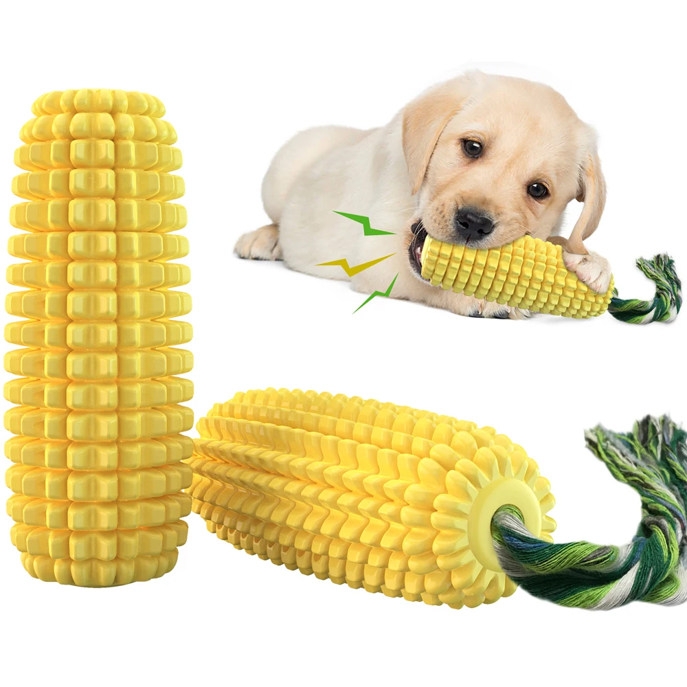 Dog Squeaky Corn Toy For Small Large Dogs Interactive Ropes Teeth Cleaning Chew Toys Labrador French Bulldog Pug Pet Supplies