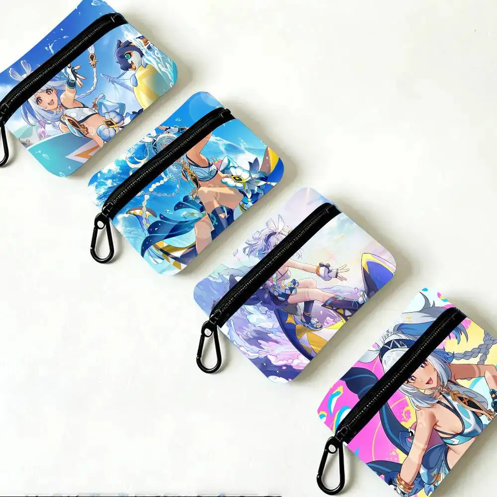 MUALANI G-Genshin Impact Oxford Fabric Wallet With Zipper, Hanging Multifunctional Bag For Credit Cards, Keys, Coins Headphones