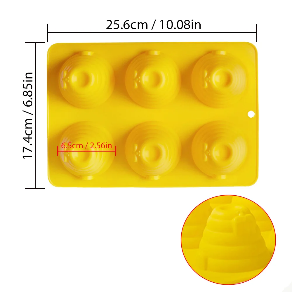 Honeycomb Silicone Moldes para DIY, 6 Buracos, Mousse, Bolo Moldes, Sabões Aromath, Vela Perfumada, Chocolate Making, Sobremesa Artesanal, Baking Tool