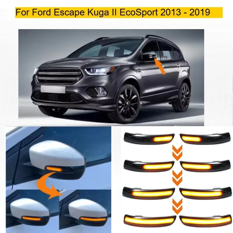 

For Ford Escape Kuga II EcoSport 2013 - 2019 Car Accessories Dynamic LED Side Rearview Mirror Turn Signal Light Indicator