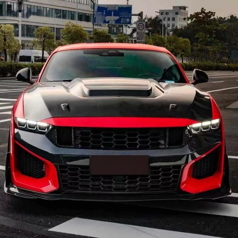 LARIDAS Pre-preg Dry Carbon Fiber Body Kit for Mus-tang S650 Bumper Splitters Side Skirts Diffuser Hood Exhaust 2024-2026