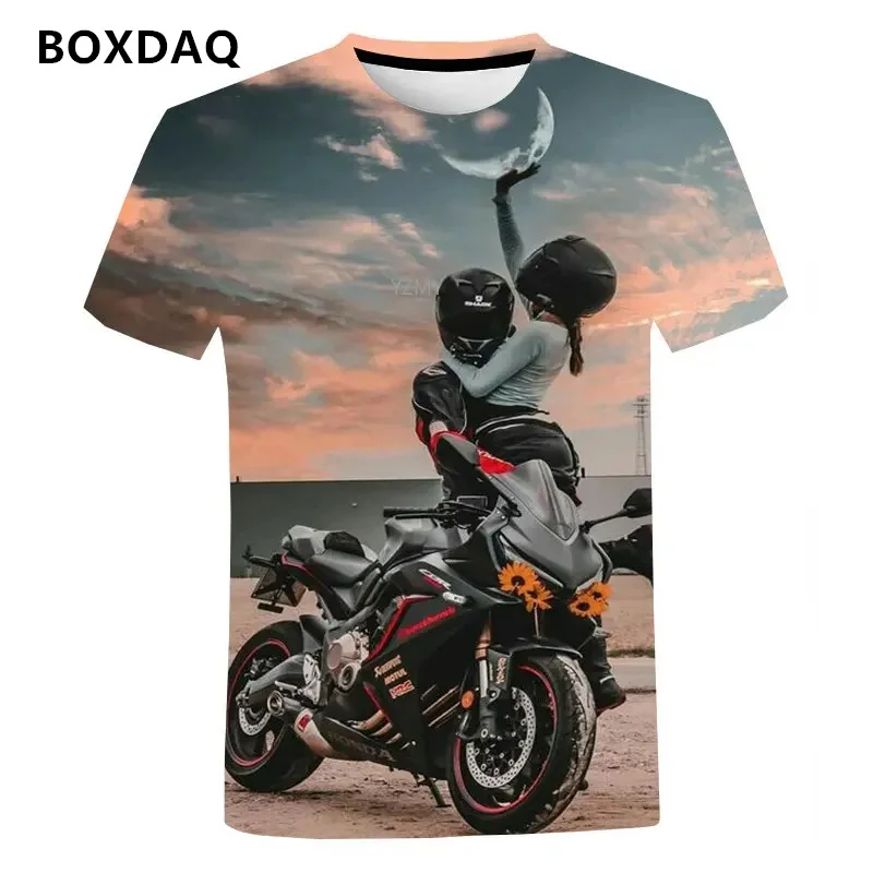 Fashion Trend Men\'s T-Shirts Cool Motorcycle Personality Street T Shirt High Quality 3D Printed Short Sleeve Male/Women Tops Tee