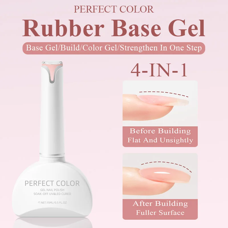 

PERFECT COLOR 12 Colors 8ml Rubber Base Gel, High Gloss & Flexible, uv led Gel Nail Art Gel Polish for Salon and Nail Art DIY