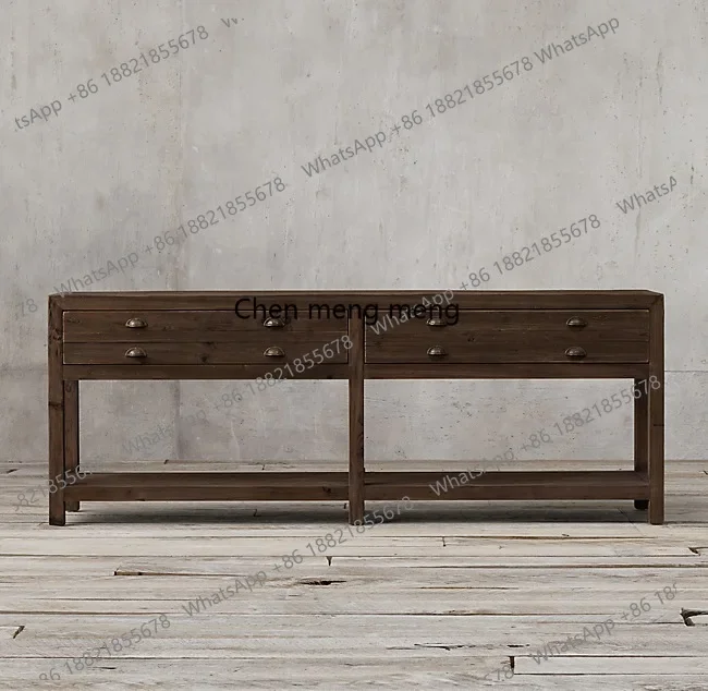 

American Retro Distressed Solid Wood Entryway Table Hallway Entryway Decorative Cabinet