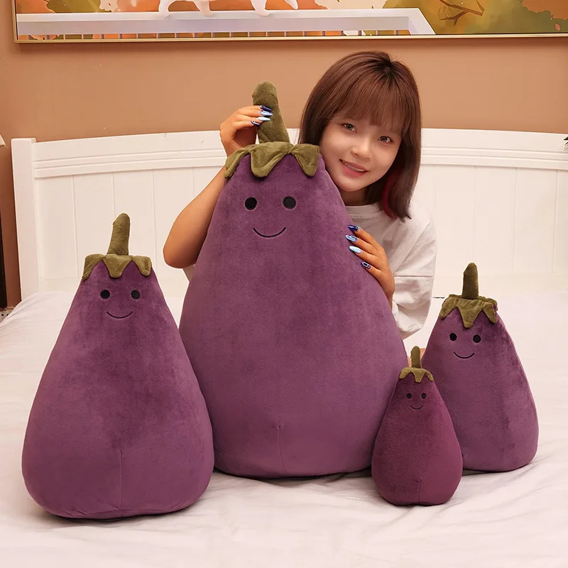 Cute Eggplant Plush Toy Multi Functional Pillow with Soft Springs on All Sides Table Decoration Children's Activity Gift