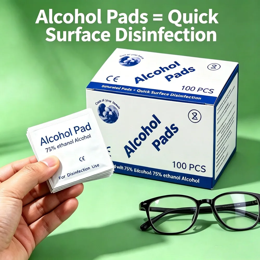 75% Disposable Alcohol Swabs; Phone and Glasses Cleaning Wipes; Portable Small Wet Wipes; Individually Wrapped