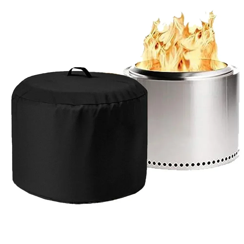 Stove Protective Cover  High-density 600D Oxford Fabric Waterproof Round Fire Pits Cover Windproof Protection For Outdoor Stove