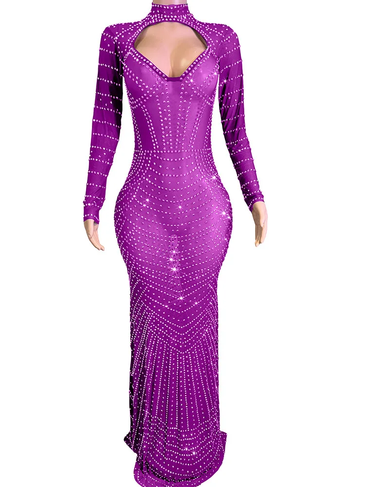 Hochwertige Hot Stamp ing sexy durchsichtige Mesh elastische Kleid 2024 neue Mode benutzer definierte Damen bekleidung