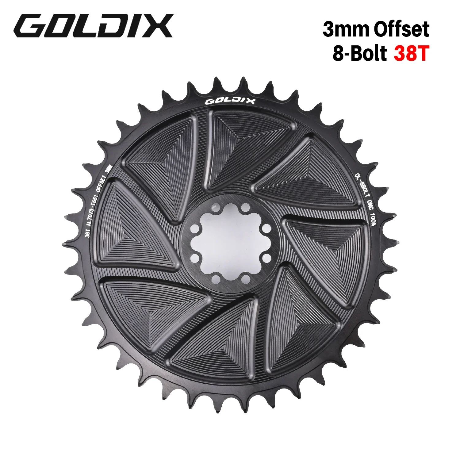 GOLDIX 8-Loch-Direct-Mount-AERO-Fahrradkettenblatt, schmal-breit, CNC-gefrästes Aluminium-Kettenrad für Rennrad- und MTB-Kurbelgarnituren