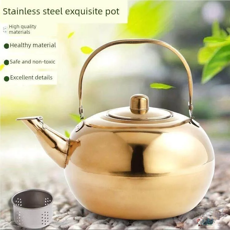 Traditional Aluminum Tea Pot Single Use Small Water Boiler Outdoor Restaurant with Filter Restaurant Stainless Steel Tea Pot