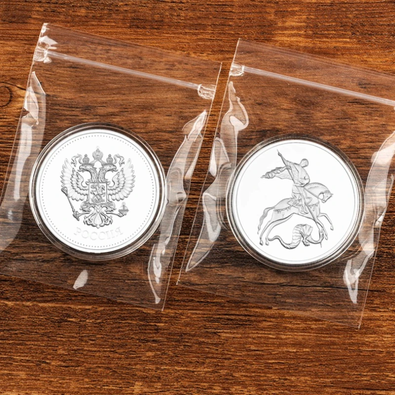 Saint George and The Dragon Collectible Coin Silvery Plated Double Heads Eagle Pattern Souvenir Coins Metal Gift