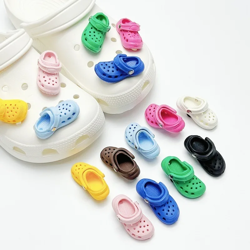 Cute Mini Hole Sandal Design Clog Shoe Charms, Multi Color Detachable Decor Ornaments For DIY Footwear Accessories Party Gift