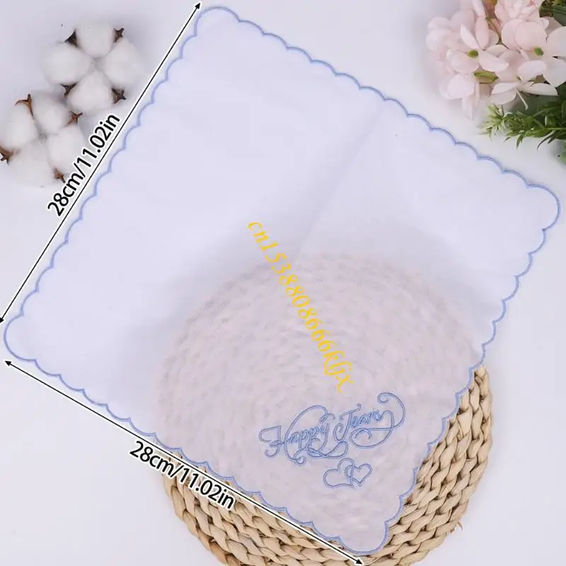 28x28cm Embroider Cotton Handkerchief For Bridal Event Everyday Use 066C