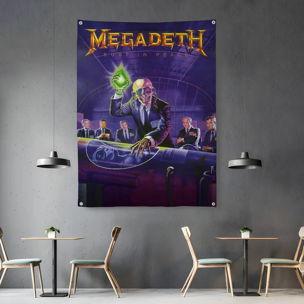 

M-MegadethS Heavy Rock Band Flag Bedroom Living Bar Garden Outdoor Microfiber Festival Decoration Background Art Banner