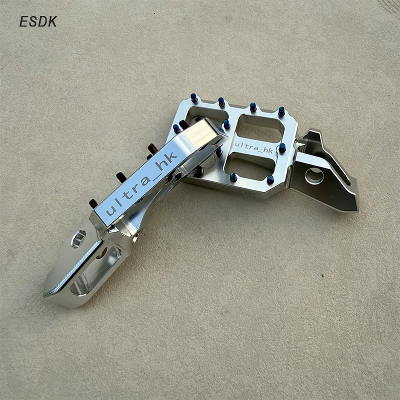 CNC Wide Anti-Slip Foot Pegs for Surron Ultra Bee & LBX, Replaceable Pins DIY Footrest Pedals, Black Silver Dirt Bike Parts